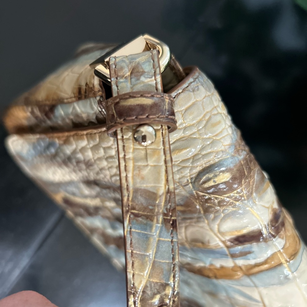 Brahmin Nadine Caribou Melbourne Croc embossed Shoulder/Crossbody Leather Bag - Picture 8 of 13